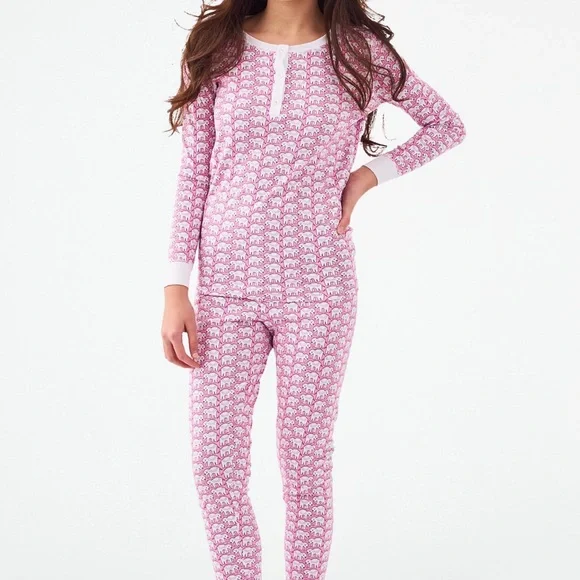 Roller Rabbit Hathi - Pink Elephant Print Kids Pajamas - Picture 1 of 2